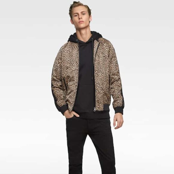 Zara Leopard Print Bomber Jacket, Men's SMALL Animal Print - Picture 7 of 7